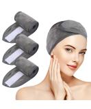 KinHwa Adjustable Spa Facial Headband 3 Pack Gray - Ideal for Makeup, Face Washing, Shower, Yoga & Sports - Buy Online on GoSupps.com