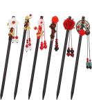 6 Pieces Chinese Wood Hair Sticks Japanese Vintage Tassel Hair Chopsticks Retro Flower Hairpins Handmade Wooden Hair Pins Classic Hair Accessories for Women Girls Long Curly Hair (Vintage Pattern) Vintage Pattern - Buy Online on GoSupps.com