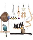 Buy Vegan 7-Piece Wooden Bird Toy Set - Multicolored Ladders & Accessories for Budgies Parrots and More | International Shipping - Buy Online on GoSupps.com