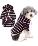 Zweitea Striped Hoodie for Small to Medium Dogs | Soft Short Sleeve Puppy Sweatshirt | Navy Blue Dog Clothes - Buy Online on GoSupps.com