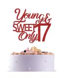 Young & sweet only 17 Cake Topper Girls Happy 17th Birthday Party Cake Decorations Dancing Queen Sweet 17 Anniversary Party Decor Supplies Red Glitter - Buy Online on GoSupps.com