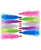 Fishing Jig Head Mylar Flash Teaser Tail Saltwater Lure Mix 10pcs - 0.34oz Sliding Weight Head Skirt Teaser in 5 Colors - Buy Online on GoSupps.com