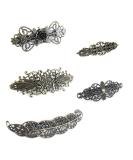 Vintage Bronze Hair Clips for Women - 5-Piece Set | French Metal Hairpins for Valentine's Day - Roses Hearts & Flowers - Buy Online on GoSupps.com