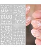 White Flower Nail Art Stickers - 3D Self Adhesive Cherry Blossom Design - Manicure DIY Decoration - 4 Sheets - Buy Online on GoSupps.com