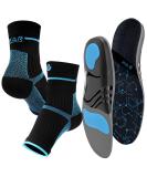 Plantar Fasciitis Relief Kit - Compression Foot Sleeves & Arch Support Insoles - Fast Pain Relief & Comfort - Blue, XS - 1 Pair - Buy Online on GoSupps.com