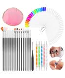 Pinkiou Nail Art Set: 15 Acrylic Brushes, 5 Dotting Pens, 50 Tips Sticks, Resin Palette - Pink | Nail Art Decoration Kit - Buy Online on GoSupps.com