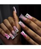 Glossy Duck Shape Press-On Nails - Medium Acrylic French False Nails with Designs & Charms for Women | A30411 - Buy Online on GoSupps.com