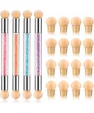 4-Piece Sponge Nail Brush Set with Double Head & 16 Replacement Heads - Nail Design Manicure Tools in Pink, Purple, Champagne, Blue - Buy Online on GoSupps.com