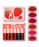 Shop 6 Colors Lip Tint Stain Mini Liquid Lipstick | Korean Moisturizing Velvet Lip Tint & Waterproof Longwear Blush - Vivid Strawberry Shades - Buy Online on GoSupps.com