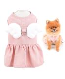 SMALLLEE_LUCKY_STORE Angel Wing Girls Dog Harness Dress and Leash Set Cat Sundress with D-ring Puppy Skirt Spring Summer Clothes for Small Pets Yorkie Chihuahua Pink M M pink - Buy Online on GoSupps.com