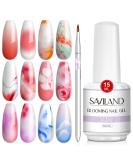 Saviland Blooming Gel - Clear 15ml Nail Polish for Marbles Effect | UV LED Soak Off with Art Brush | Manicure Kit for Salon & DIY - Buy Online on GoSupps.com