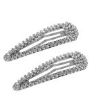 2Pcs Rhinestone Snap Hair Clips - Shining Silver Metal Clips for Women - Buy Online on GoSupps.com