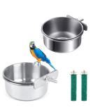 Stainless Steel Bird Food Bowls - 2pcs Hanging Feeding Cups for Parrots & Birds - Buy Online on GoSupps.com