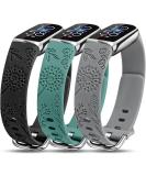 Minyee Soft Silicone Floral Engraved Sport Strap Dandelion Wristband Replacement Compatible with Fitbit Luxe Bands for Women for Fitbit Luxe Watch Bands - pack of 3 - Black & Green & Gray - Buy Online on GoSupps.com