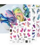 Marble Wave Design Nail Decals 3D Self-Adhesive Nail Stickers - Pink Blue Colorful Stripes - 6 Sheets - Acrylic Nail Decoration for Women - Buy Online on GoSupps.com