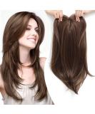 Ms Taj 18inch Dark Golden Brown Hair Topper for Thinning Hair - Long Layered Synthetic Clip-in Hair Piece for Women - Buy Online on GoSupps.com