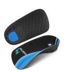High Arch Support Insoles 3/4 Orthotic Inserts for Flat Feet Plantar Fasciitis Relief Overpronation | Black & Blue | Men 6.5-8.5, Women 7.5-9.5 - Buy Online on GoSupps.com