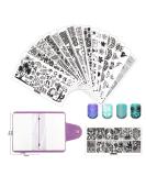 BeautyLeader 20 Pcs Nail Stamp Plates Set - Nail Art Stamping Plate Scraper Stamper Set with Leaves, Flowers, and Animal Designs in Storage Bag - Buy Online on GoSupps.com