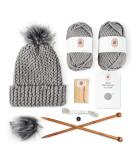 Complete Beginners Hat Knitting Kit - Practical & Easy to Use with Bamboo Needles & Faux Pom Pom - Ideal Gift for Women & Men - Buy Online on GoSupps.com