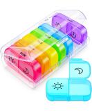 AUVON XL Weekly Pill Organizer - 2 Times a Day Easy Fill AM PM Pill Box 7 Day Portable Travel Case for Vitamins & Supplements - Rainbow Colors - Buy Online on GoSupps.com