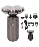 6 in 1 Electric Head Clipper for Men - Cordless Wet & Dry Shaving Kit with Floating Blades - Perfect Grooming Solution for Bald Men - Grey - Buy Online on GoSupps.com