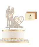 SwirlColor Wedding Cake Toppers Sparkly Mr and Mrs Cake Topper with Rhinestones Metal Bride and Groom Cake Toppers for Wedding Engagement Anniversary Valentine's Day with A Card - Buy Online on GoSupps.com