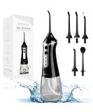 Water Dental Flosser Cordless - 300ML Portable Oral Irrigator with 3 Modes, 5 Water Jet Tips, IPX7 Waterproof - Teeth Cleaner for Braces, Travel - Black - Buy Online on GoSupps.com