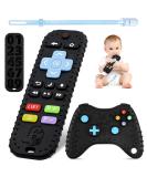 BPA-Free Silicone Baby Teething Toys - Remote Control & Game Controller Teether Set for 0-6 Months with Dummy Chain - Black - Buy Online on GoSupps.com