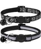 Taglory Reflective Cat Collar - 2 Pack Adjustable Black Collars with Safety Clasp & Bell for Kittens (15-20cm) - Buy Online on GoSupps.com