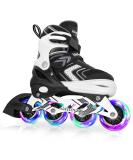 Nattork Kids Inline Skates with Light Up Wheels | Adjustable Outdoor Roller Skates for Boys and Girls | Safe & Durable Blades | Purple Pink Black Blue Black | Large-Youth (5-8 US) - Buy Online on GoSupps.com