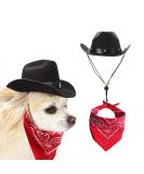 AWOCAN Dog Cowboy Hat and Bandana Set - Pet Costume for Cosplay Parties - Black - Buy Online on GoSupps.com