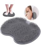 Leonshco Slip-Proof Silicone Massage Pad & Back Scrubber - Anti-Slip Shower Floor Mat with Suction Cups | Foot Scrubber & Shower Brush (Gray) - Buy Online on GoSupps.com