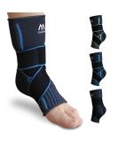Med-Fit Stride-Flex Ankle Support | 3D Fabric Technology | 360 Compression | Ideal for Ligament Damage, Ankle Sprains, Plantar Fasciitis | Medium Blue (1) - Buy Online on GoSupps.com