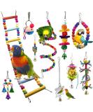 Bojafa Bird Toys For Budgie Parrot Toy - 10 Pack Hanging Budgies Play Stand Perch For Cage Natural Wooden Birds Swing Ladder Large Cockatiel Toy Accessories For African Grey Parrots Conure Parakeet - Buy Online on GoSupps.com