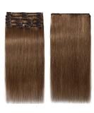 Real Remy Human Hair Extensions Clip In - 8pcs 18 Clips 75g 25cm (#6 Light Brown) - Premium Quality eCommerce - Buy Online on GoSupps.com