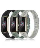 3-Pack Slim Lace Sport Bands for Fitbit Luxe - Soft Silicone Hollow-Out Replacement Wristbands for Women - Breathable and Stylish - Compatible with Fitbit Luxe Fitness Smart Watch - D-Black/Stone Gray/Green - Fits 5.6-7.1 Wrists - Buy Online on GoSupps.com