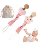 Buy 2-Piece Baby Pacifier Chain - Heart & Star Pattern Pacifier Strap with Wooden Clip & Storage Bag - Perfect Gift for Newborn Girls in Pink - Buy Online on GoSupps.com