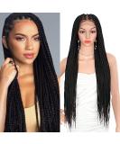 Brinbea 36 HD Lace Front Knotless Box Braided Wig with Baby Hair | Black Synthetic Cornrow Twist Braid Wigs - Buy Online on GoSupps.com