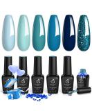 Beetles Gel Nail Polish Kit - Fall Winter Ice Blue Holiday Colors - Navy Blue Sparkle Set - DIY Manicure Gift for Women - Buy Online on GoSupps.com