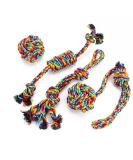 VIEWLON Dog Rope Toys Dog Toy Set Rope Ball Cotton Knot Chew Toy Dog Interactive Toy Beneficial to Dog's Mental Health Teeth Cleaning Best Gift for Small/Medium Dogs (4 Pcs) Mixed-color - Buy Online on GoSupps.com