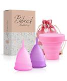 BiBrad Menstrual Cup Set - 2 Sizes (M & L) Sterilizer & Cotton Bag | 100% Soft Medical Silicone Washable & Reusable - Buy Online on GoSupps.com