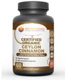 Certified Organic Ceylon Cinnamon 1000mg Tablets - Supports Healthy Blood Sugar, Antioxidant, Joint & Anti-Inflammatory Benefits - 60 Count - Buy Online on GoSupps.com
