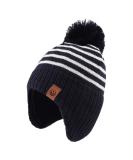 XIAOHAWANG Striped Winter Baby Beanie Hat for Boys & Girls | Toddler Kids Warm Knitted Classic Beanie 2-4 Years Navy - Buy Online on GoSupps.com