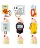 Electrician Themed Happy Birthday Cupcake Toppers 18-PC Set-Electrician or Lineman Birthday Party and Retirement Party or Baby Shower Party Decoration. Suitable for boys and girls -SugarGera - Buy Online on GoSupps.com