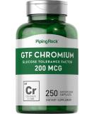 GTF Chromium 200 mcg | 250 Capsules | Glucose Tolerance Factor Supplement - Piping Rock - Buy Online on GoSupps.com