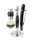 Union Razors SS5 Black Straight Shave Kit - Premium 3-Piece Set with Razor Brush & Wood Handle Stand for a Luxurious Shaving Experience - Buy Online on GoSupps.com