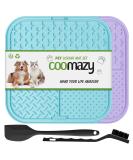 Coomazy leak mat dog 2 pieces of lick mat dog with silicone spatula and brush slow feeder dog leak mat for dog bath grooming blue+purple - Buy Online on GoSupps.com