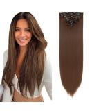 Ombre Colorful Straight Clip in Hair Extensions Full Head 26 inch - 8Pcs 18Clips Synthetic Hairpiece Chocolate Brown - Buy Online on GoSupps.com