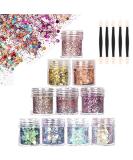 Face Glitter Chunky Glitter Bodies Cosmetic Hexagons Glitter Paillette Sparkling Decoration Glitter Hair and Nails 10 Boxes Set for Festival Christmas - 5 Free Brush Included - Buy Online on GoSupps.com