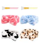Buy Pop 4-Piece Spa Bowknot Hair Straps & Makeup Brushes - Elastic Herring Band for Shower Face Wash & Skincare Blue | International Shipping Available! - Buy Online on GoSupps.com